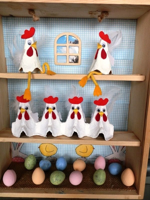 Cute Egg Carton Chickens Easter Craft