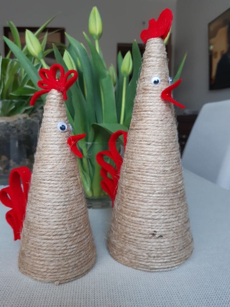 Cute Twine and Felt Easter Chickens