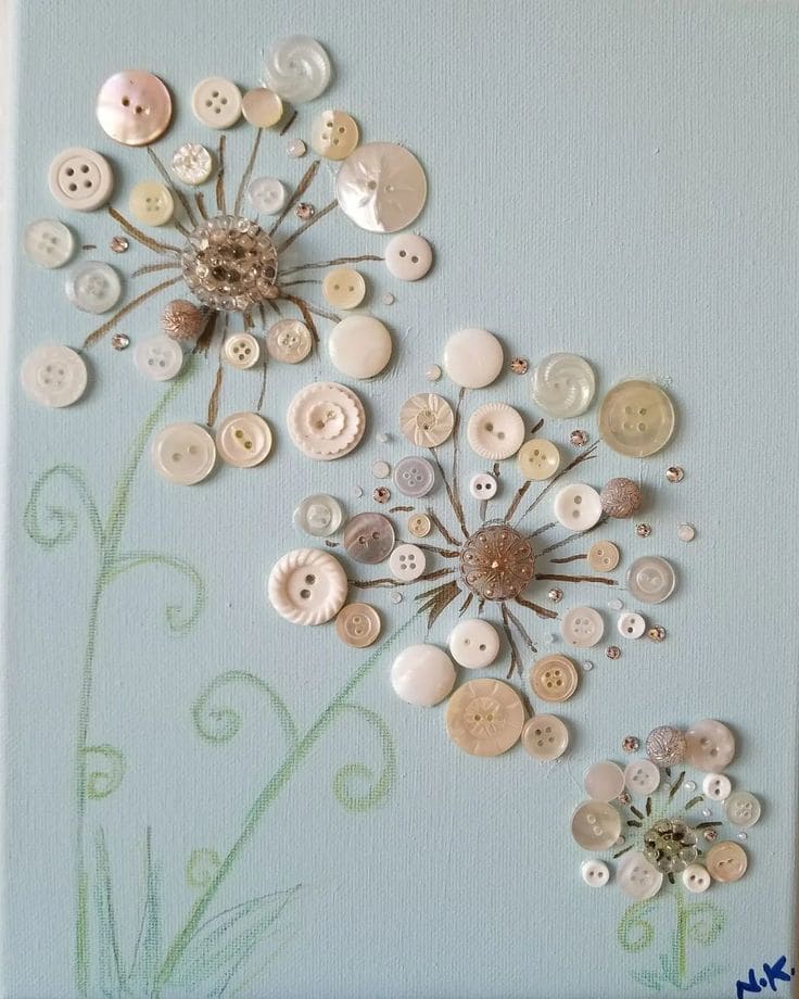 Delicate Button Dandelion Canvas Art