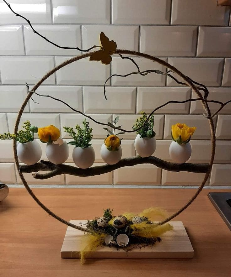 Delicate Hanging Eggshell Floral Display