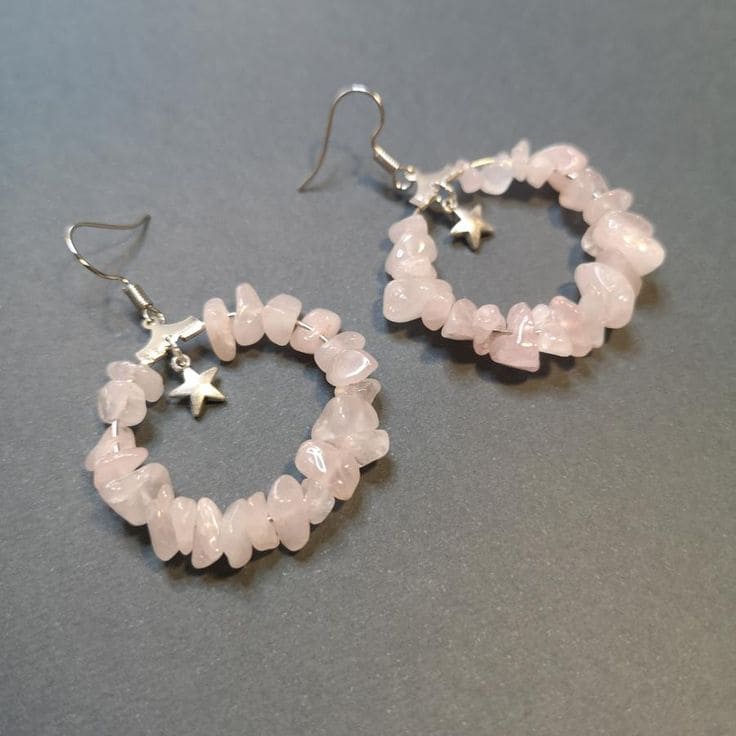 Delicate Rose Quartz Hoop Earrings