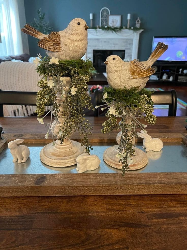 Delightful Bird-Topped Candleholder Decor