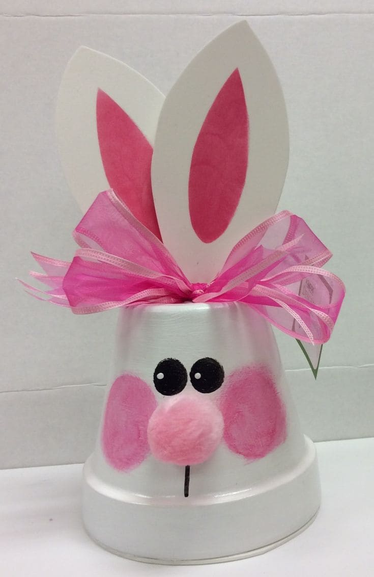 Delightful Flower Pot Bunny with Bow