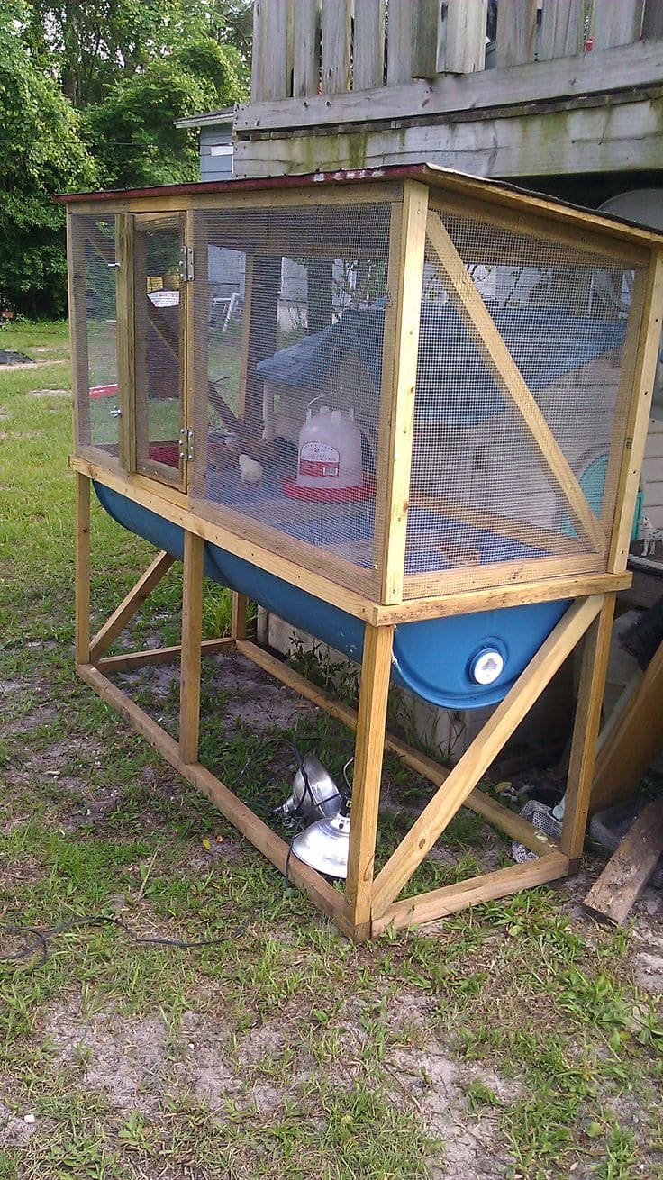 Eco-Friendly Elevated Barrel Chicken Coop Design