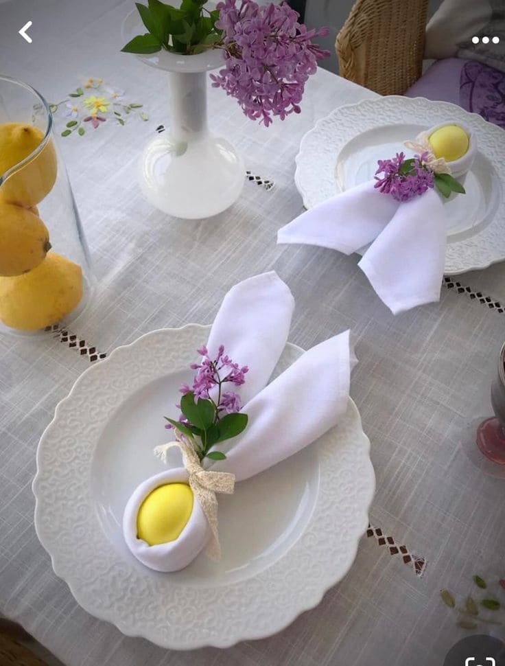 Elegant Bunny Napkin Easter Table Decor