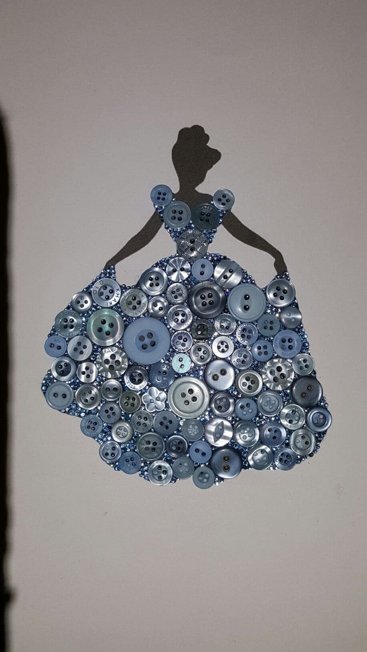 Elegant Button Ball Gown Silhouette Art