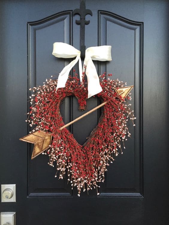 Elegant Cupid-Inspired Heart Wreath with Arrow