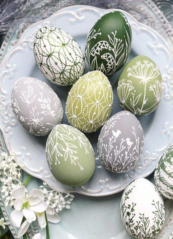 Elegant Nature-Inspired Hand-Painted Easter Eggs