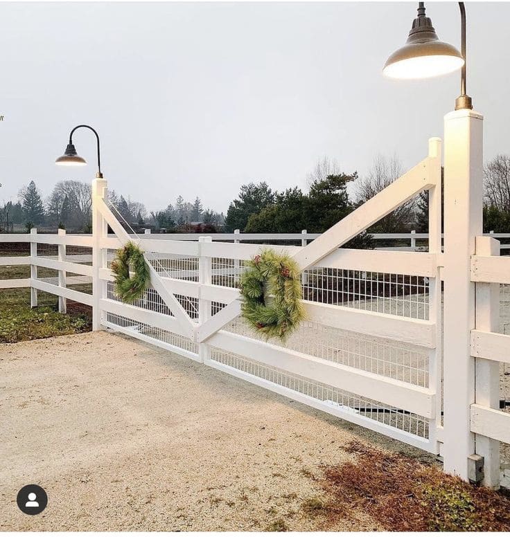 Elegant White Farmhouse Fence