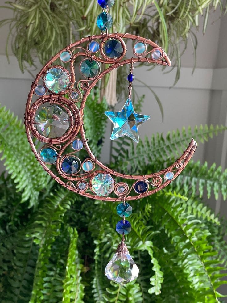 Enchanting Crescent Moon and Star Suncatcher