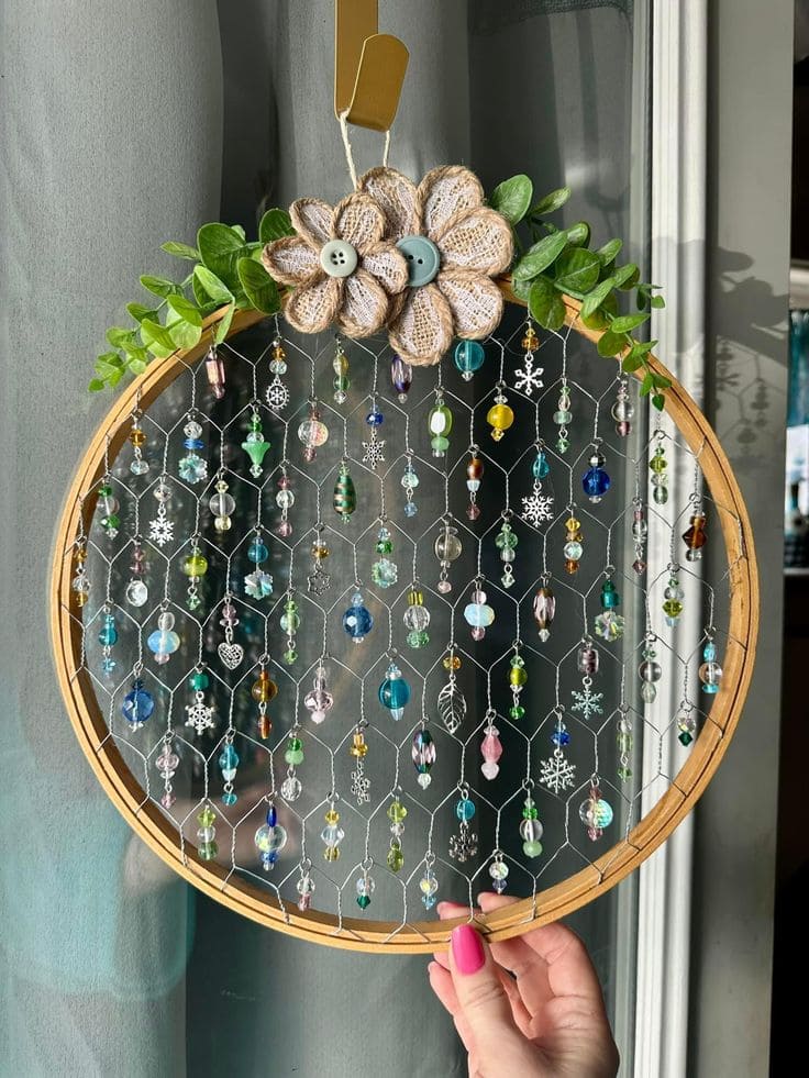 Enchanting DIY Beaded Suncatcher Hoop Design