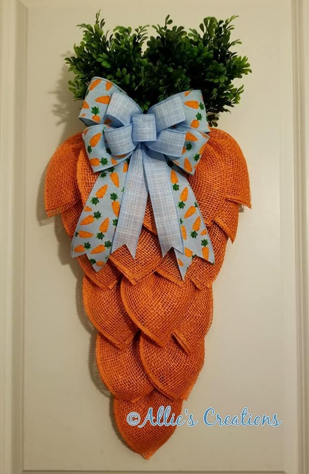 Festive Burlap Carrot Easter Door Decor