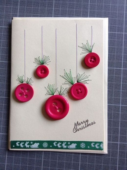 Festive Button Ornament Christmas Card