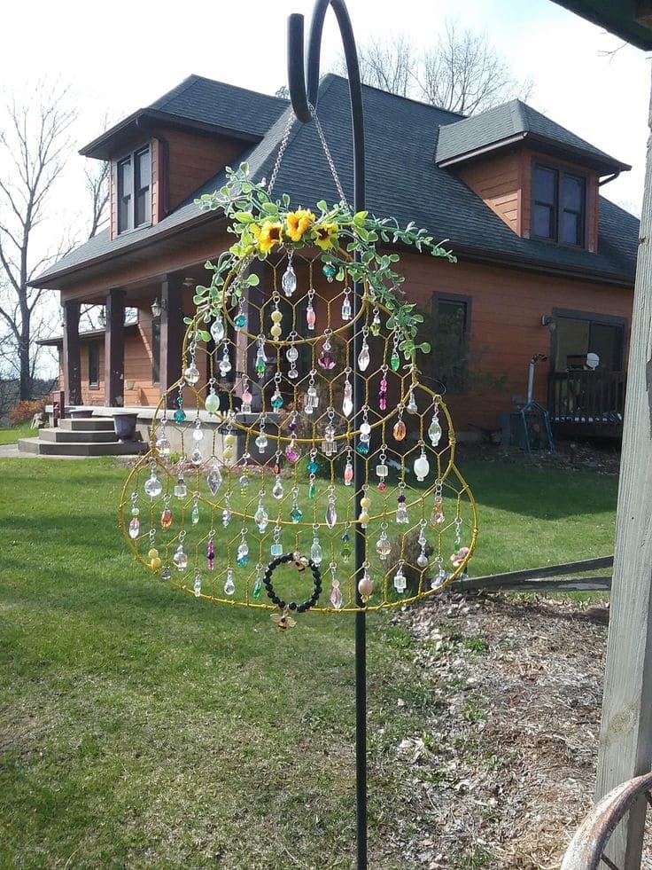 Garden Bell Suncatcher with Crystals and Florals