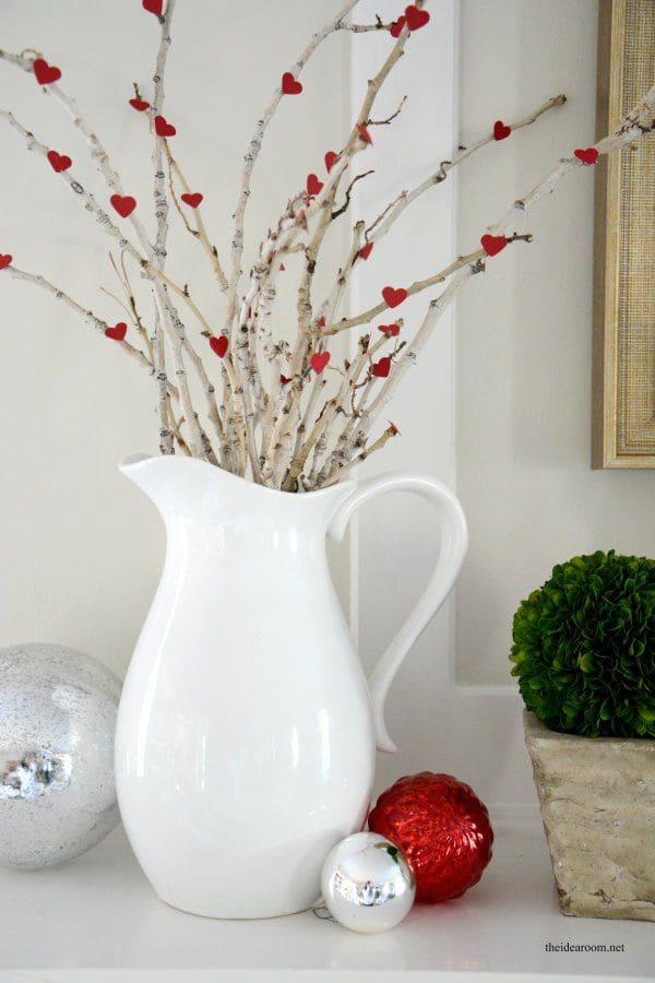 Minimalist Heart-Adorned Birch Centerpiece