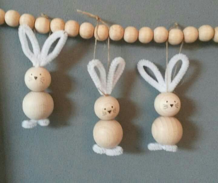 Minimalist Wooden Bead Bunny Garland