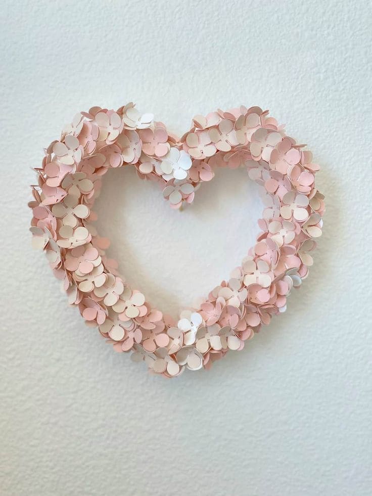 Pastel Paper Heart Wreath Design