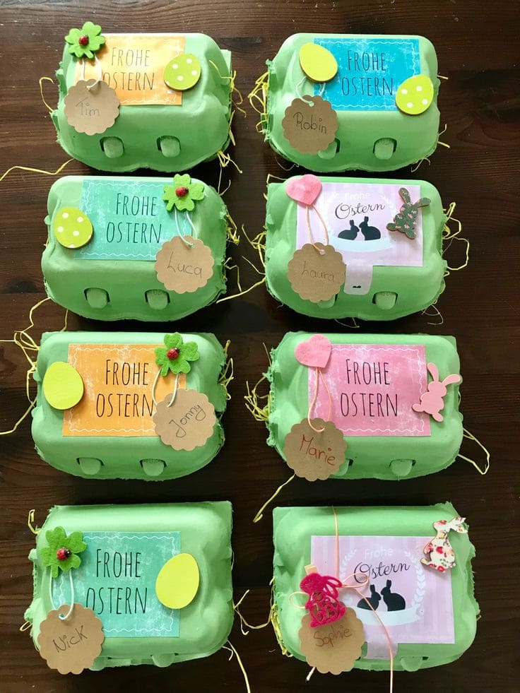 Personalized Easter Egg Cartons with Vibrant Decorations