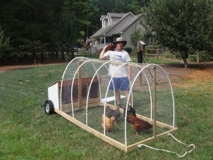 Portable Hoop-Style Chicken Tractor with Wheels