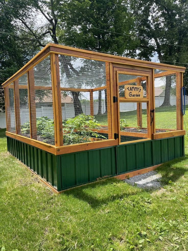 Practical Greenhouse with Robust Wooden and Metal Structure