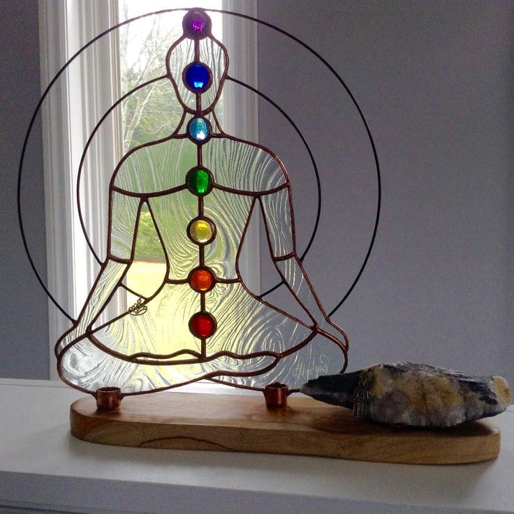 Radiant Chakra Stained Glass Meditation Art