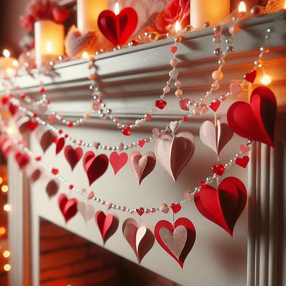 Romantic Heart Garland Mantle Valentine Display