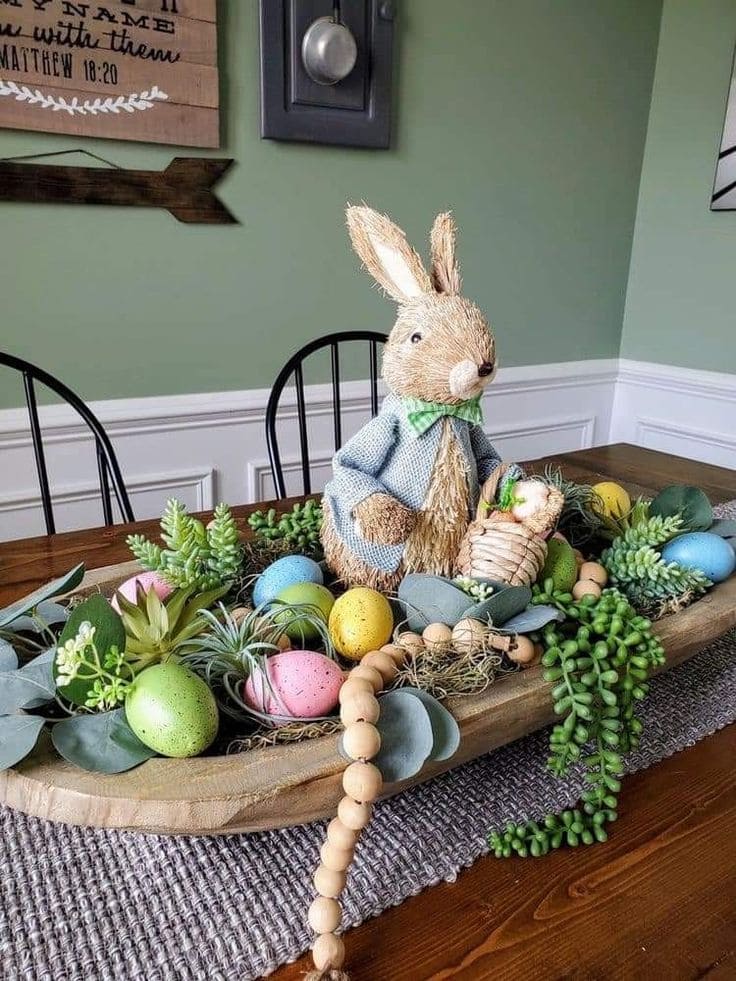 Rustic Bunny Centerpiece for Easter Tables