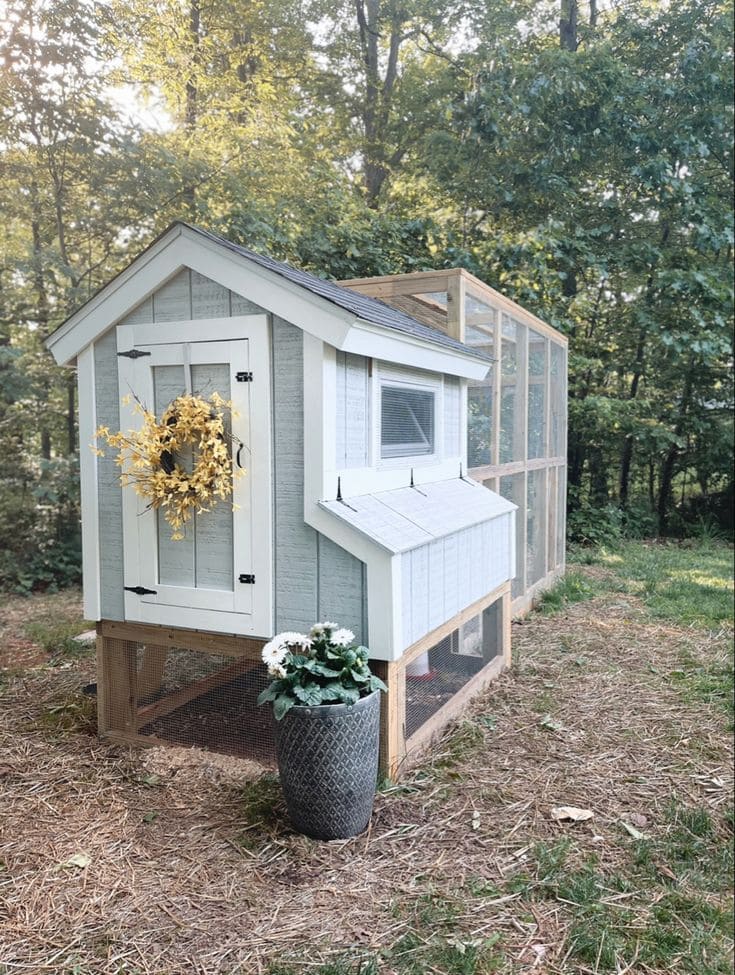 Rustic Chicken Coop with Stylish Wreath