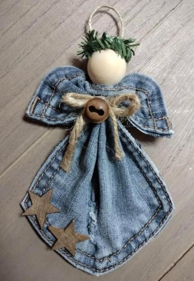 Rustic Denim Angel Memorial Ornament Craft