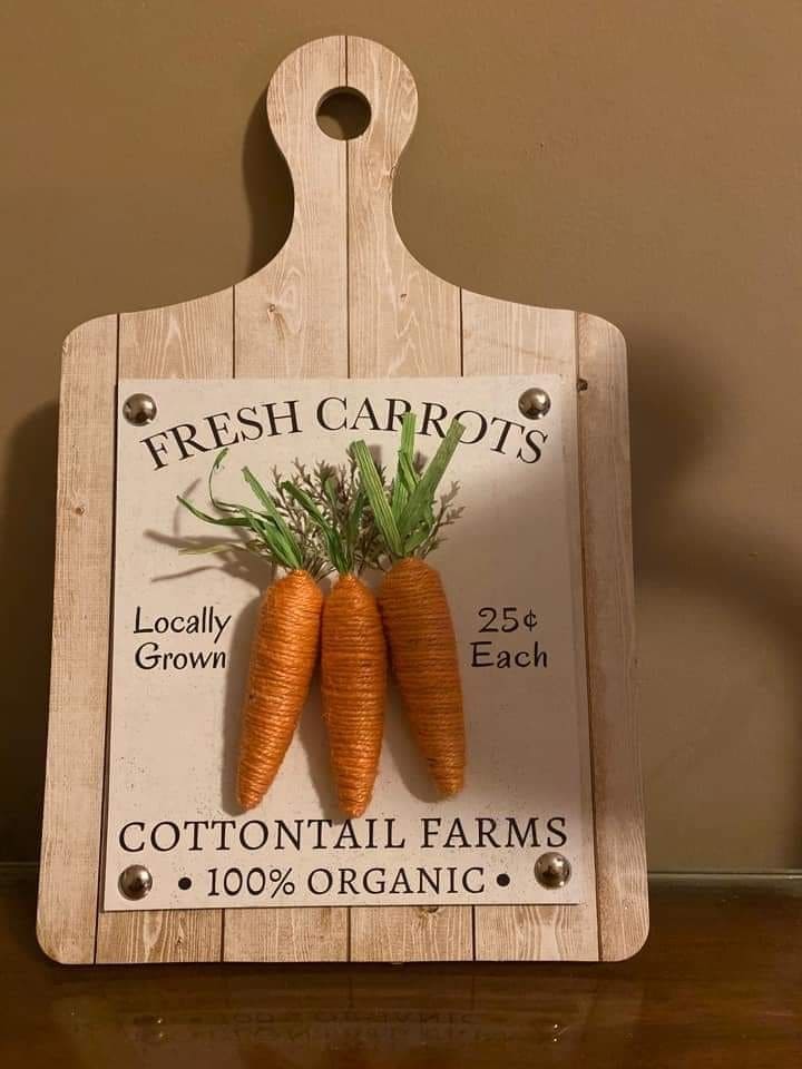 Rustic Farmhouse Carrot Cutting Board Sign