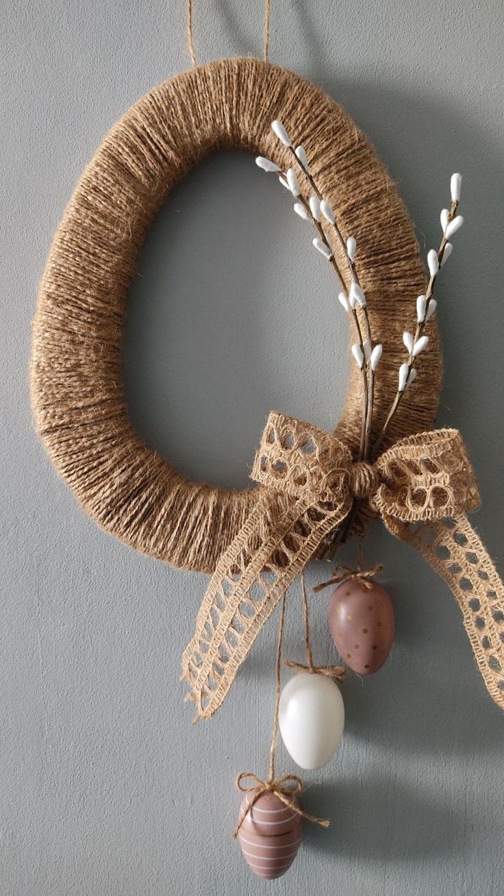 Rustic Jute Easter Egg Wreath Charm