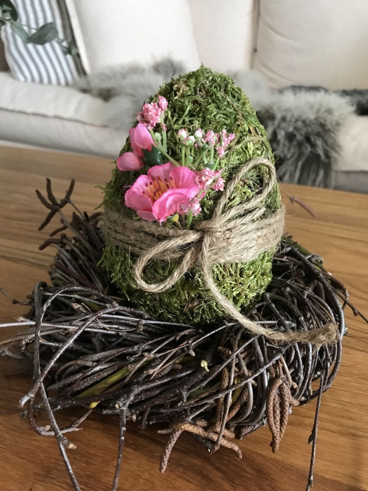 Rustic Moss-Covered Easter Egg Nest