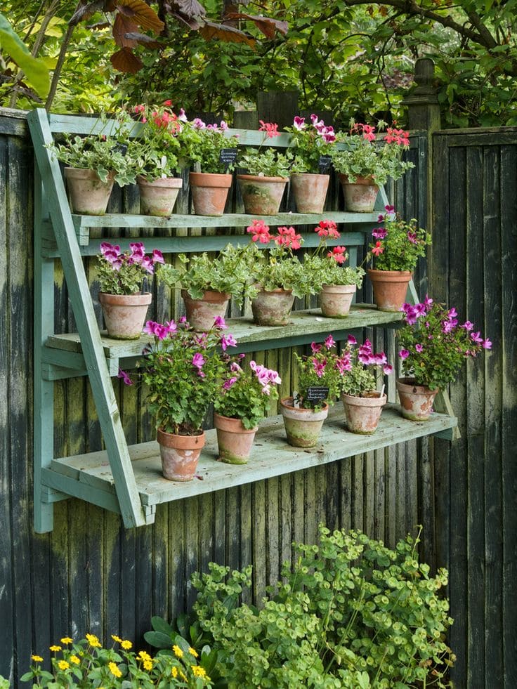 Rustic Multi-Tiered Shelf for Potted Blooms