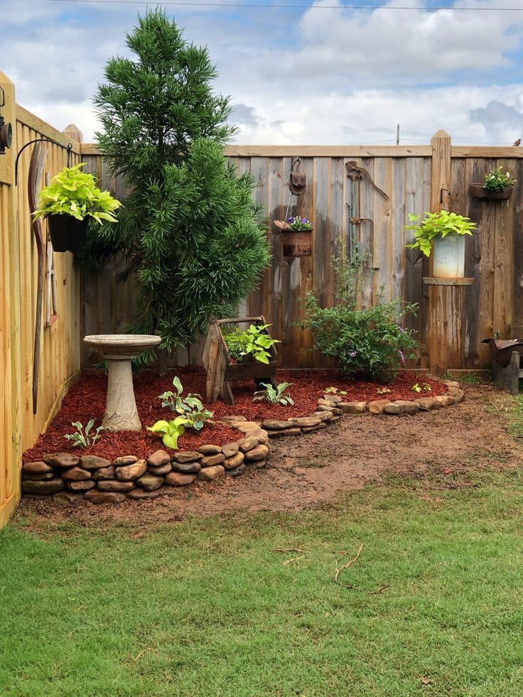 Rustic Raised Garden with Stone Borders