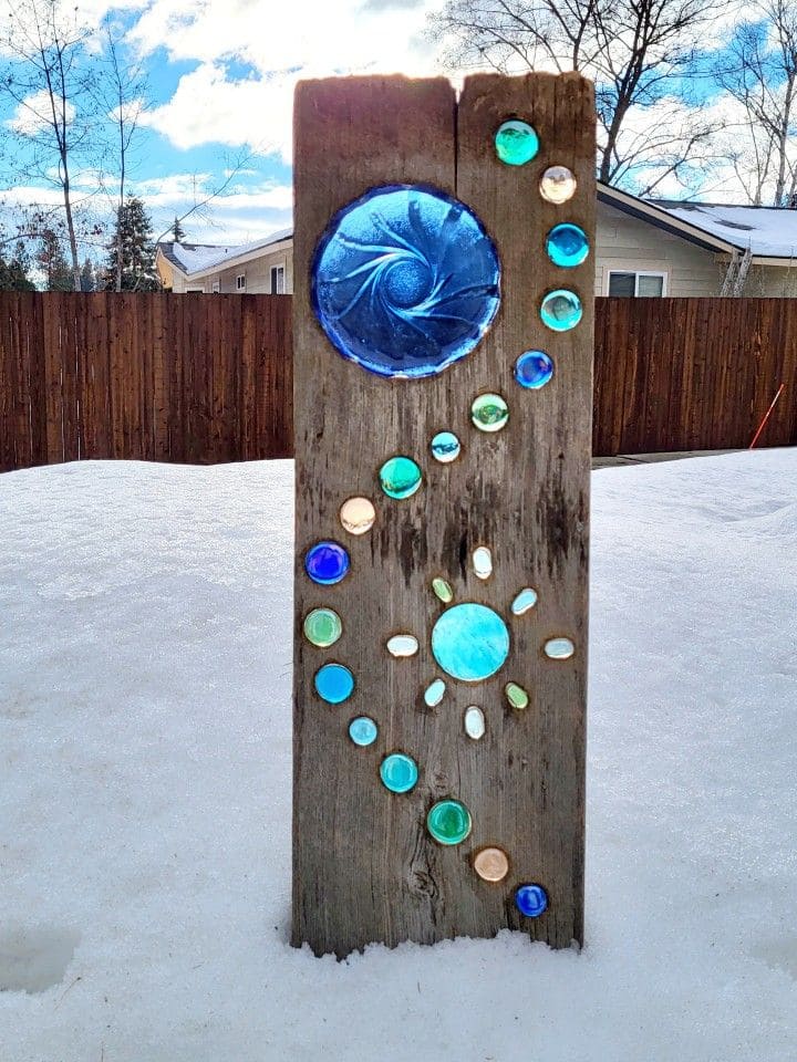 Rustic Stained Glass Sunburst Post