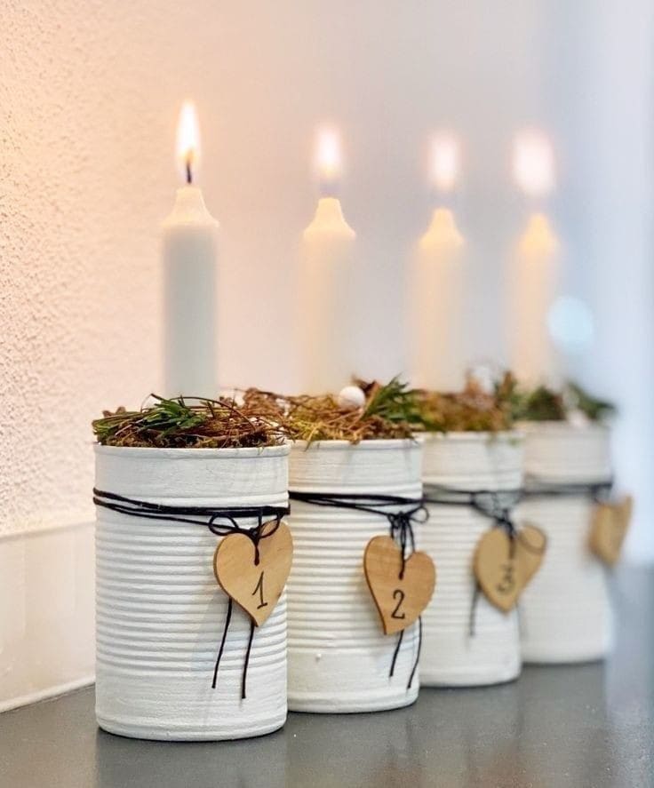 Rustic Tin Can Candle Centerpieces