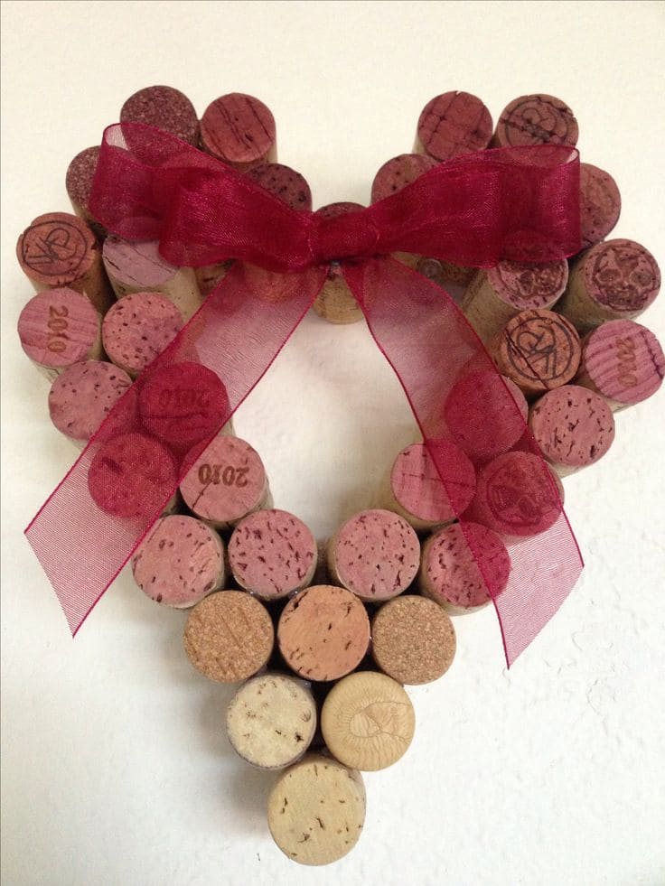 Rustic Wine Cork Heart Wreath Design