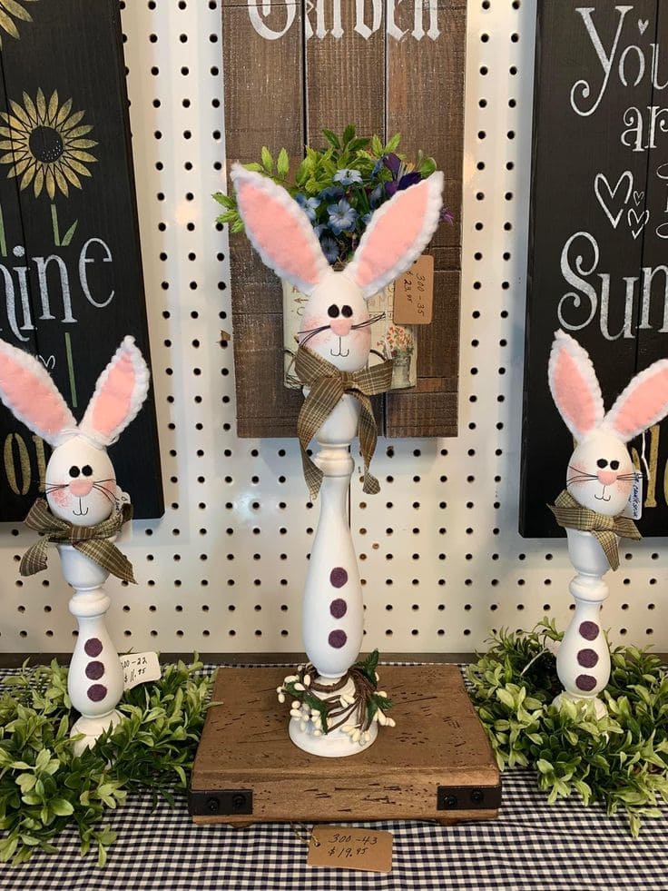 Rustic Wooden Bunny in Egg Decor