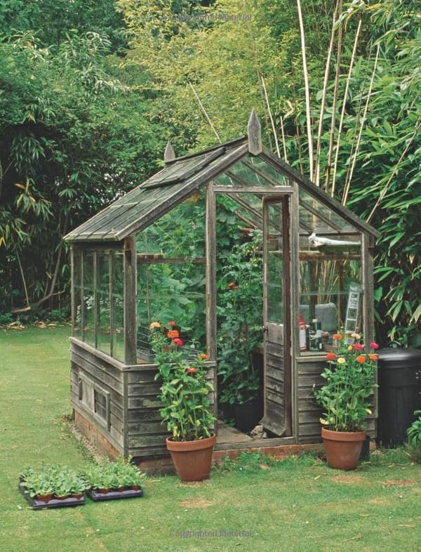 Rustic Wooden Frame Greenhouse with Glass Panels