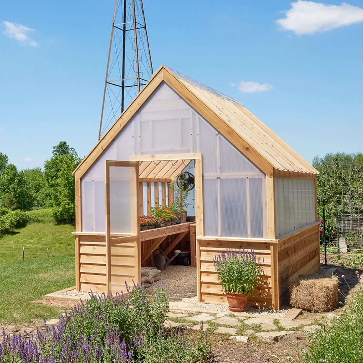 Rustic Wooden Frame Greenhouse with Poly Panels