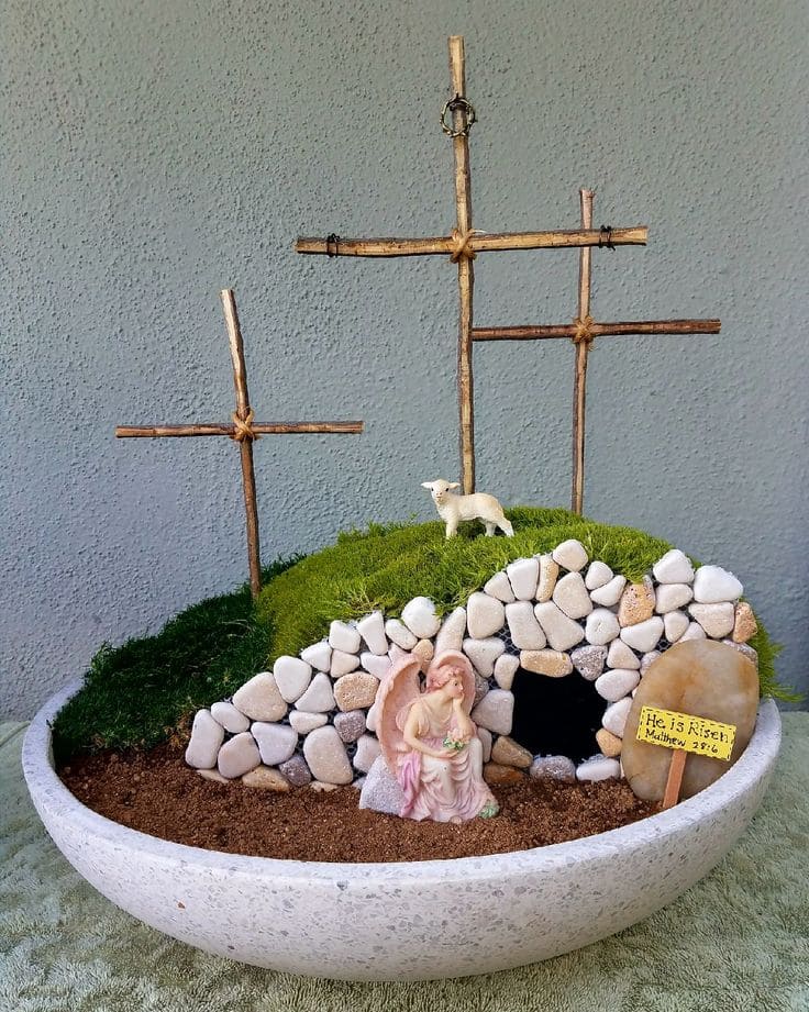 Serene Easter Resurrection Garden Display