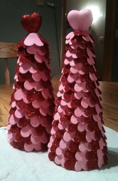 Sparkling Heart-Layered Valentine Trees