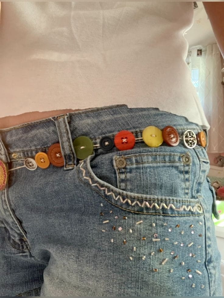 Unique Button-Embellished Denim Makeover