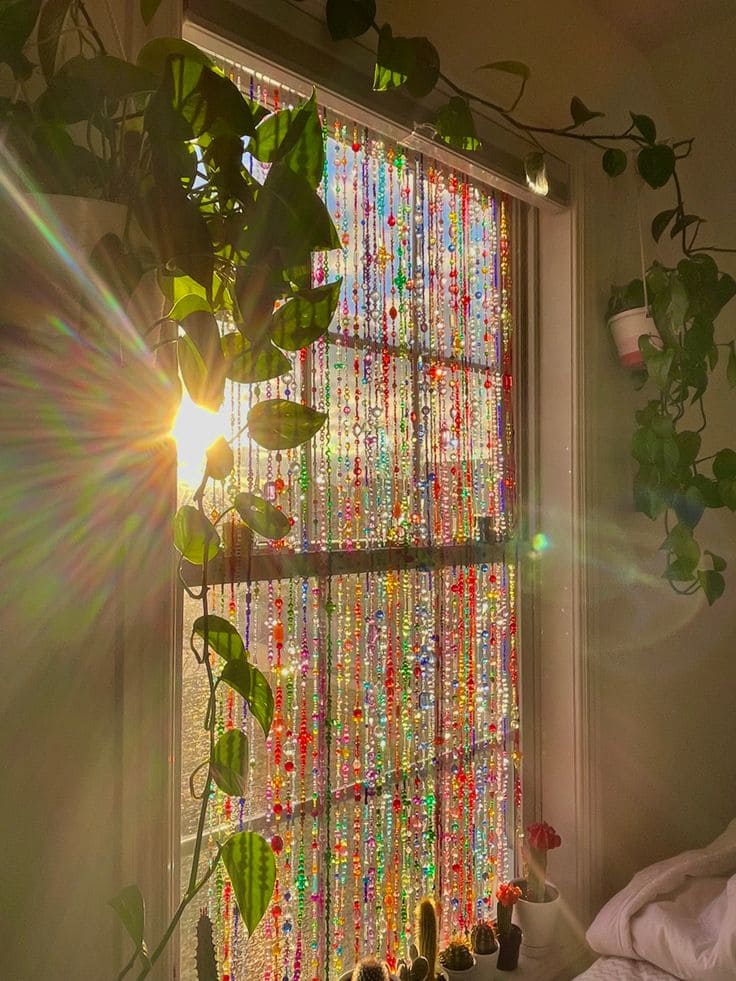 Vibrant Beaded Window Suncatcher Curtain Bliss