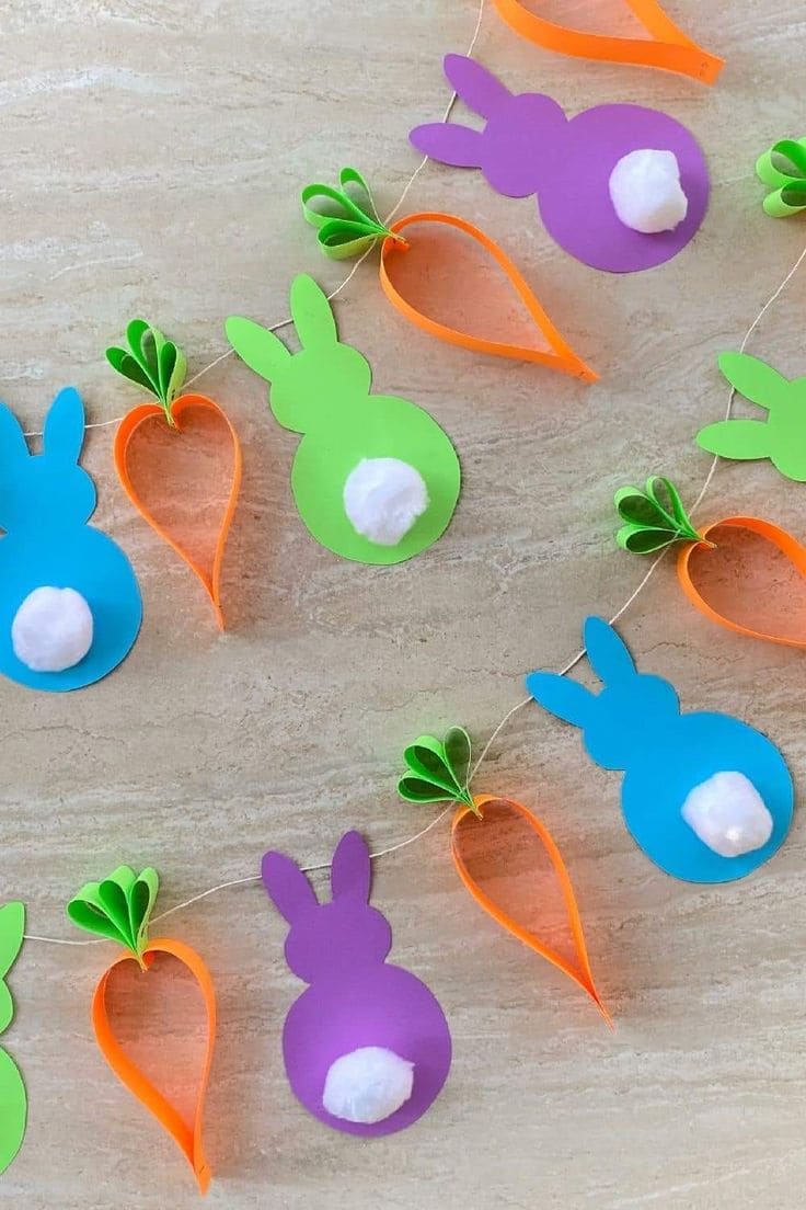 Vibrant Bunny and Carrot Easter Garland