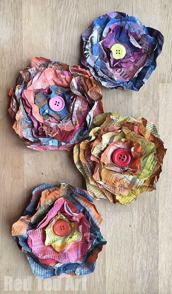 Vibrant Button and Paper Flowers DIY