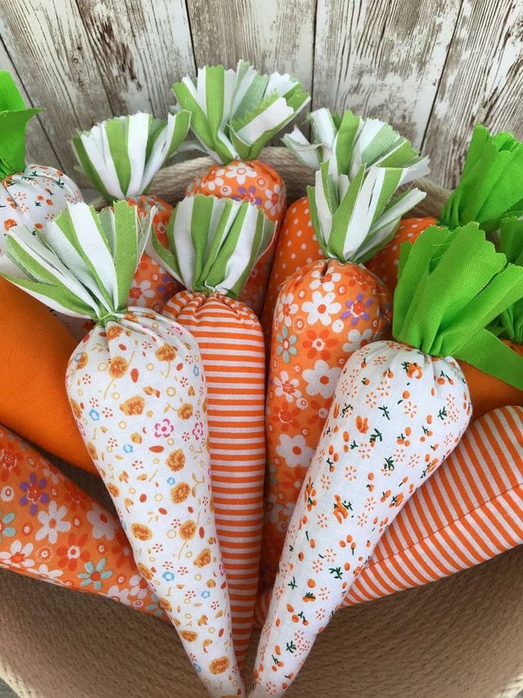 Vibrant Fabric Carrot Easter Basket Decor