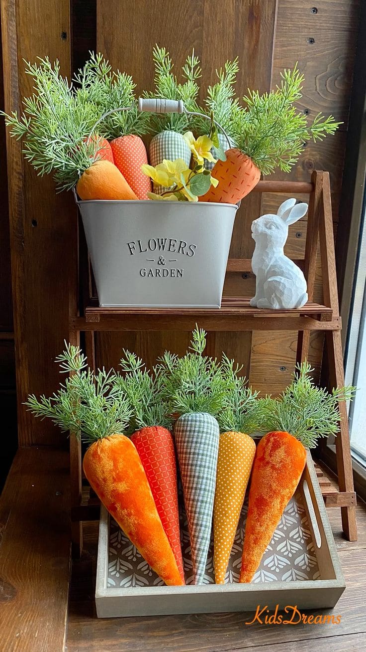 Vibrant Fabric Carrot Easter Display