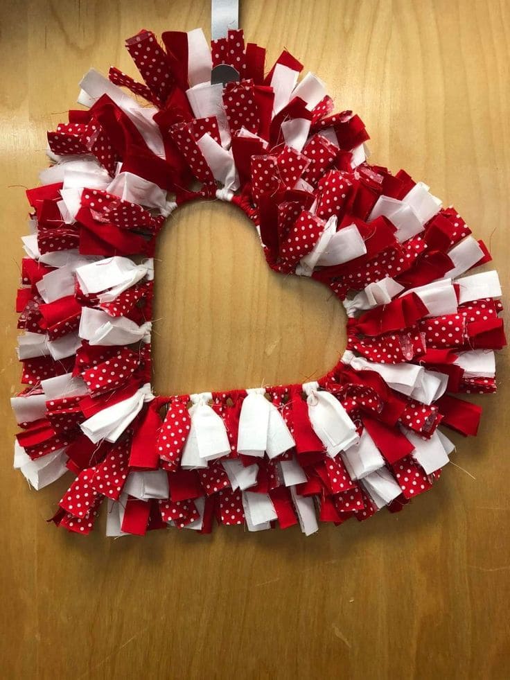 Vibrant Fabric Heart Wreath for Valentines Day