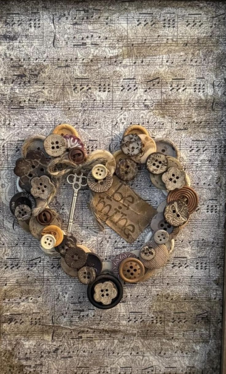 Vintage Button Heart Decor